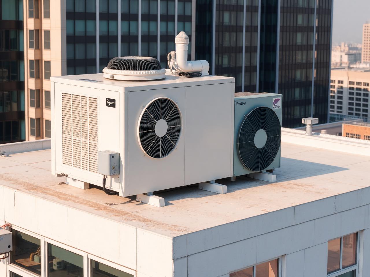 Make-up air unit on commercial rooftop