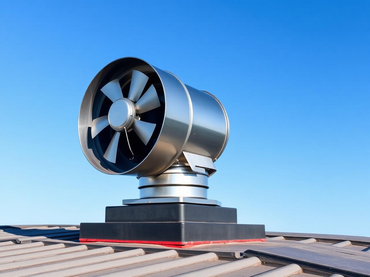 Rooftop commercial exhaust fan installation